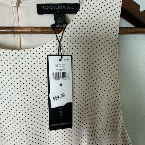 NWT Ruffle-Hem Sheath Dress Banana Republic Factory Off White Dot Size 8 - Picture 8 of 11